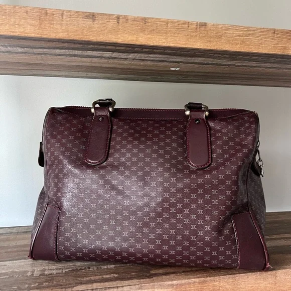EUC Celine Macadam Burgundy Boston Bag All Leather RARE - Picture 4 of 15